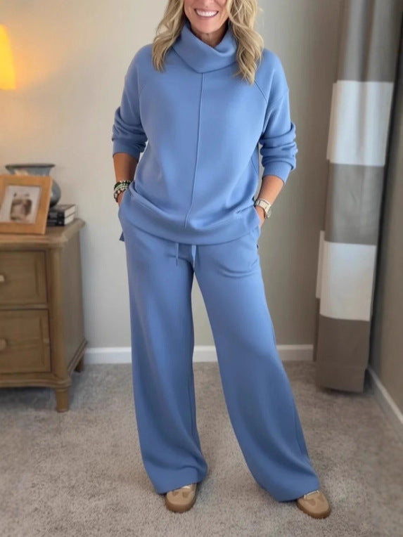 Zoraya Two Piece Lounge Set with Long Sleeves - Light Blue